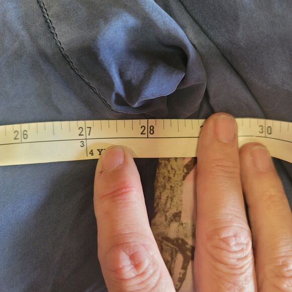 Silk Exchange Vtg Blue Fringed Full Zip 100% Silk Bomber Style Jacket Women 22W - Picture 8 of 11